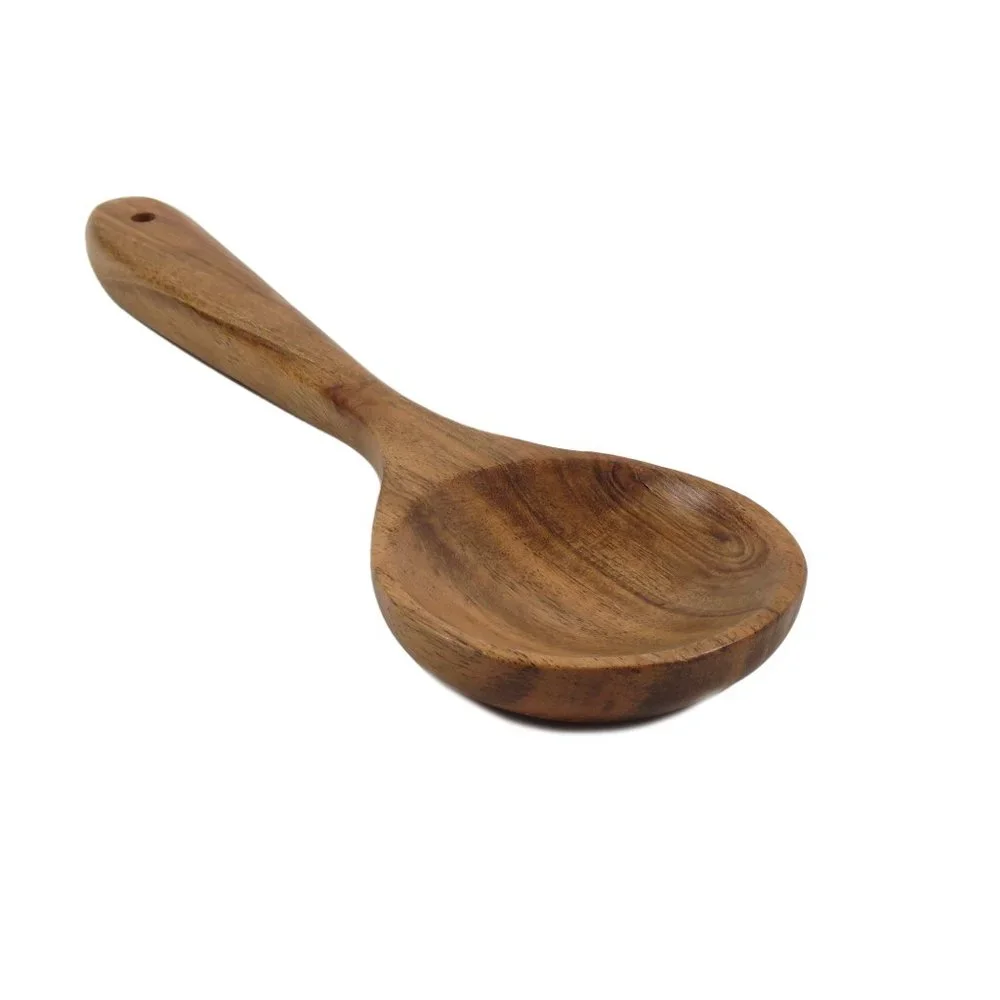 Oussum Cooking Kitchen Utensils Wood 6 Spoons Set Acacia Wooden Spoons & Holder